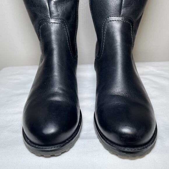 Blondo Ramya Tall Black Leather Boots Womens Size 7.5 Wide Side Zip Fleece Lined - Picture 5 of 16